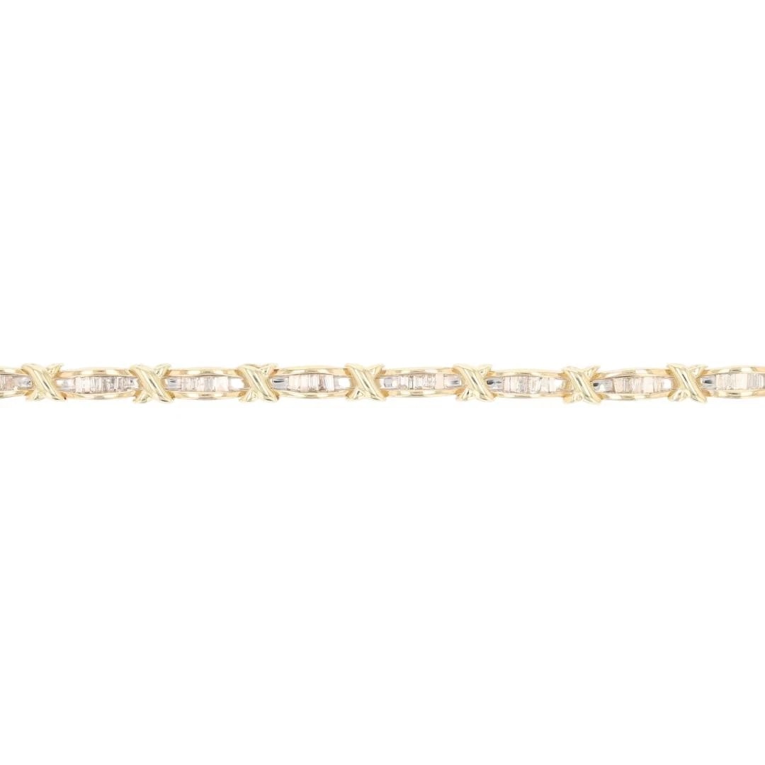 BAGUETTE CUT DIAMOND TENNIS BRACELET 10K YELLOW GOLD (1 of 5)