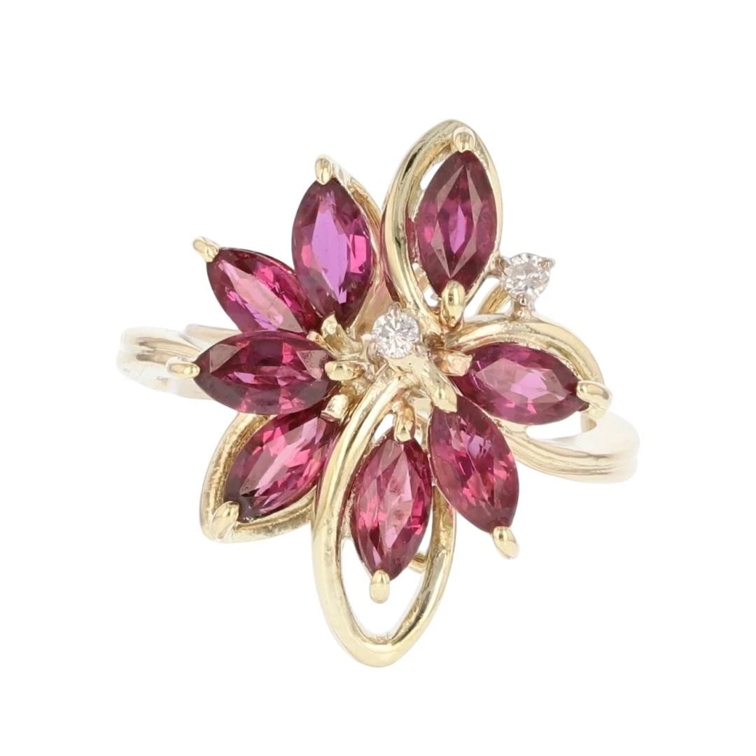 1MARQUISE CUT RUBY WITH DIAMOND CLUSTER RING (1 of 2)