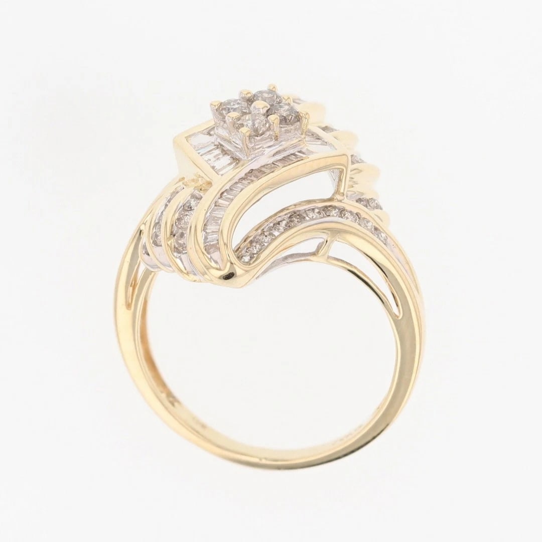 DIAMOND CLUSTER MULTI-ROW BYPASS STATEMENT RING - 2