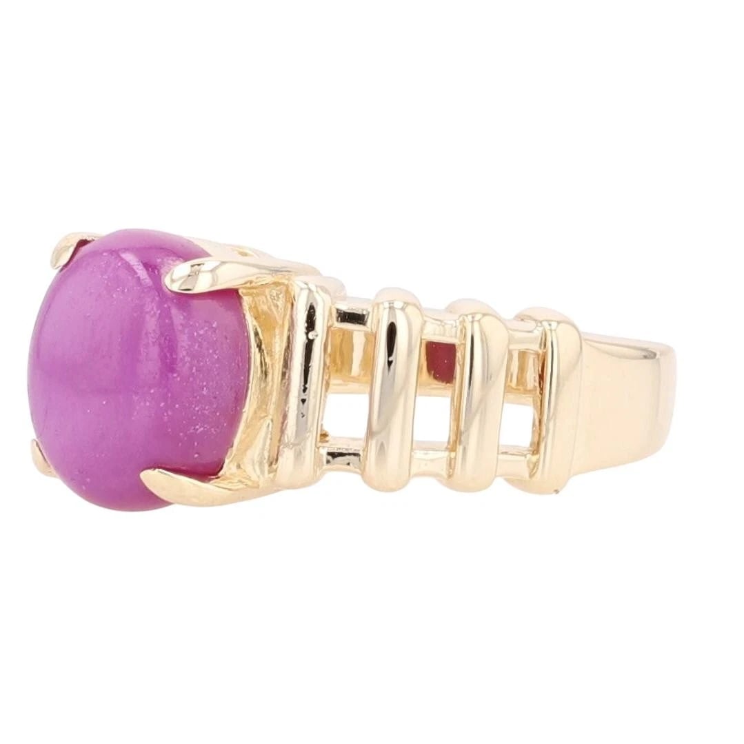 LAB-CREATED CABOCHON STAR RUBY SOLITAIRE RING - 3