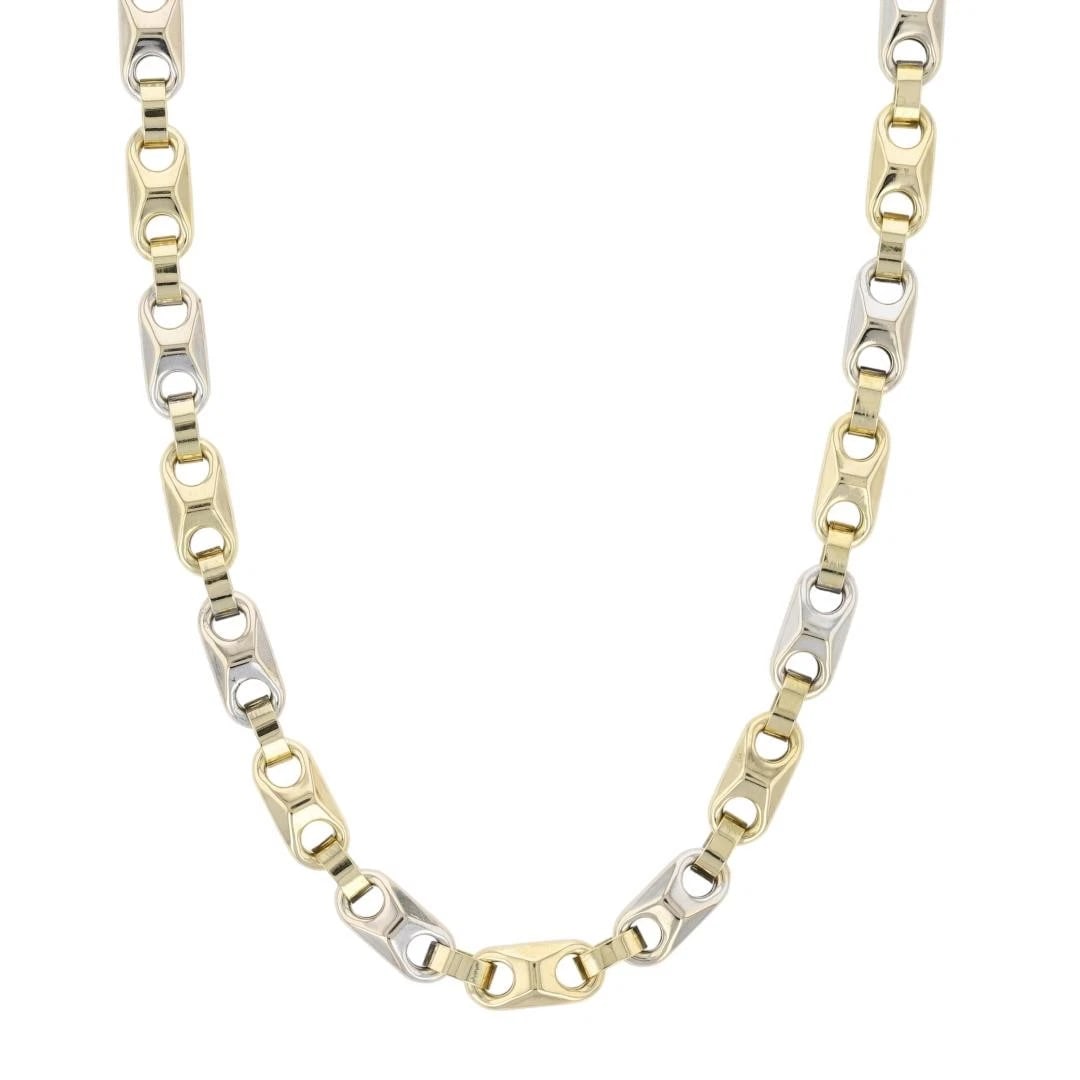 FANCY LINK CHAIN NECKLACE 18K MULTI-TONE GOLD: Fancy Link Chain Necklace 18k Multi-Tone Gold Brand: Unbranded Type: Necklace Material: 18k Multi-Tone Gold Color: None Size: Necklace Measurement: 23.5" Length / 4.6mm Accessories: None