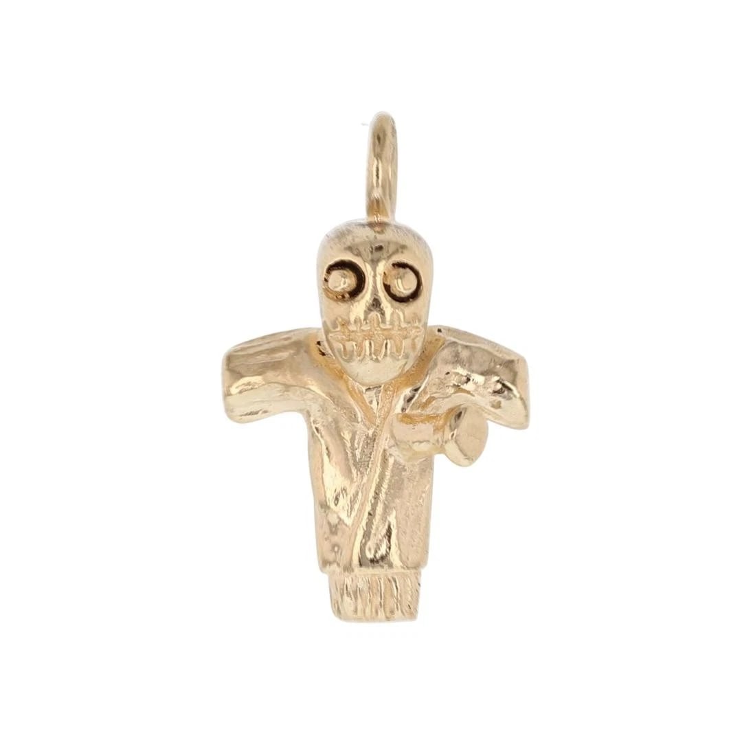 SKULL VOODOO DOLL PENDANT WITHOUT CHAIN 14K YELLOW GOLD (1 of 5)