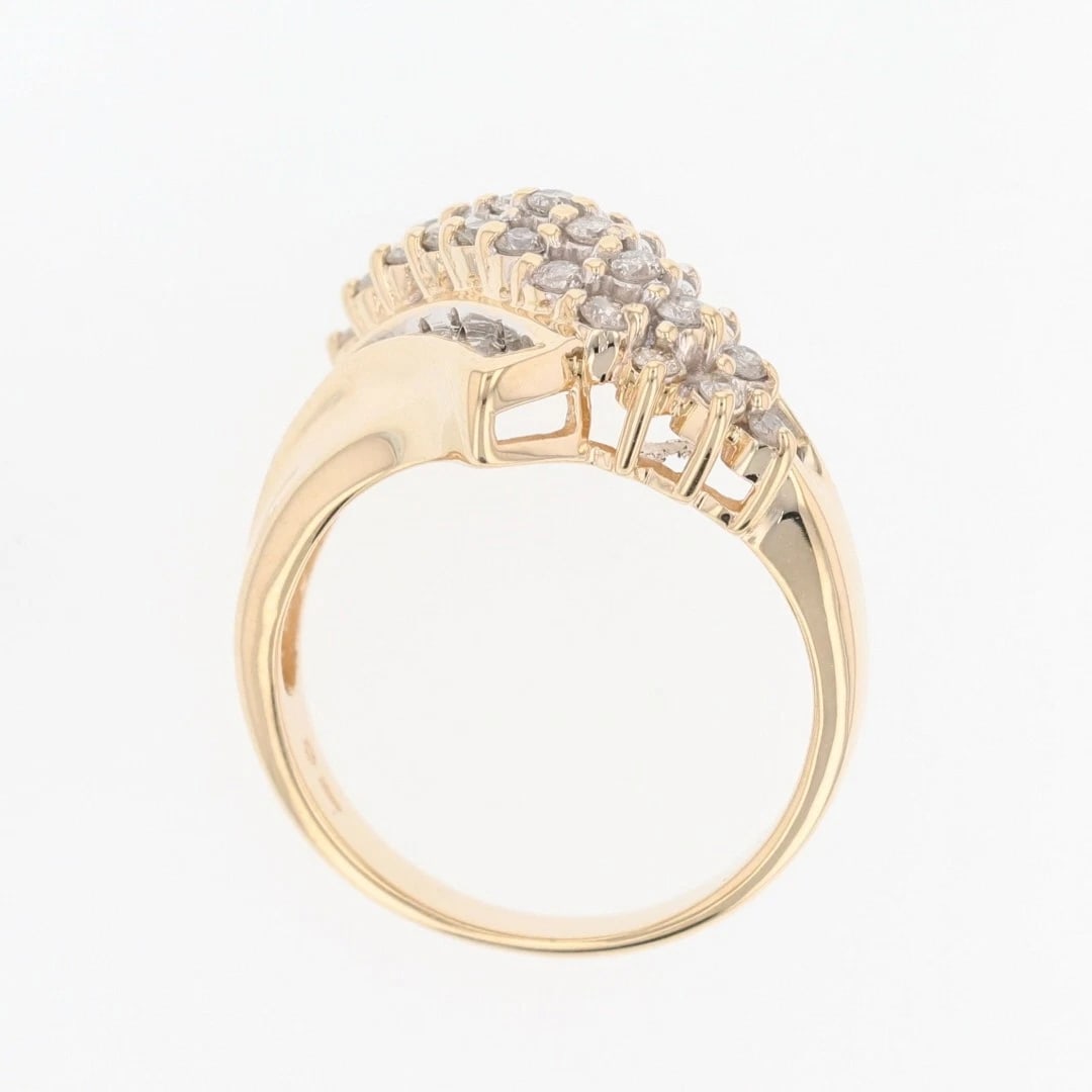 ROUND CUT DIAMOND CLUSTER BYPASS STATEMENT RING - 2