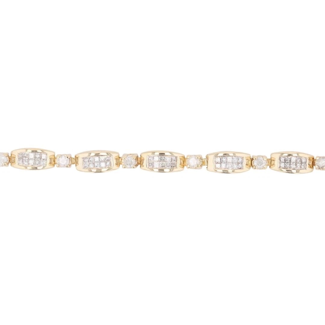 PRINCESS CUT DIAMOND TENNIS BRACELET 14K YELLOW GOLD (1 of 5)