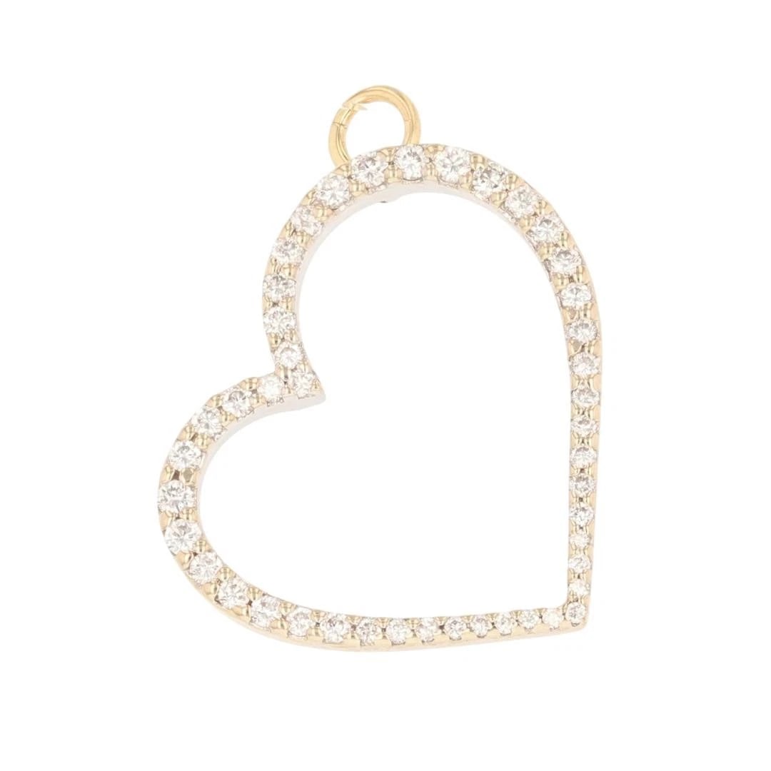 DIAMOND PAVÉ SET OPEN HEART PENDANT 18K WHITE GOLD: Diamond Pavé Set Open Heart Pendant 18k White Gold Brand: Unbranded Type: Pendant Material: 18k White Gold Main Stone/Creation Natural Color: None Size: Pendant Measurement: 1" x 7/8" 