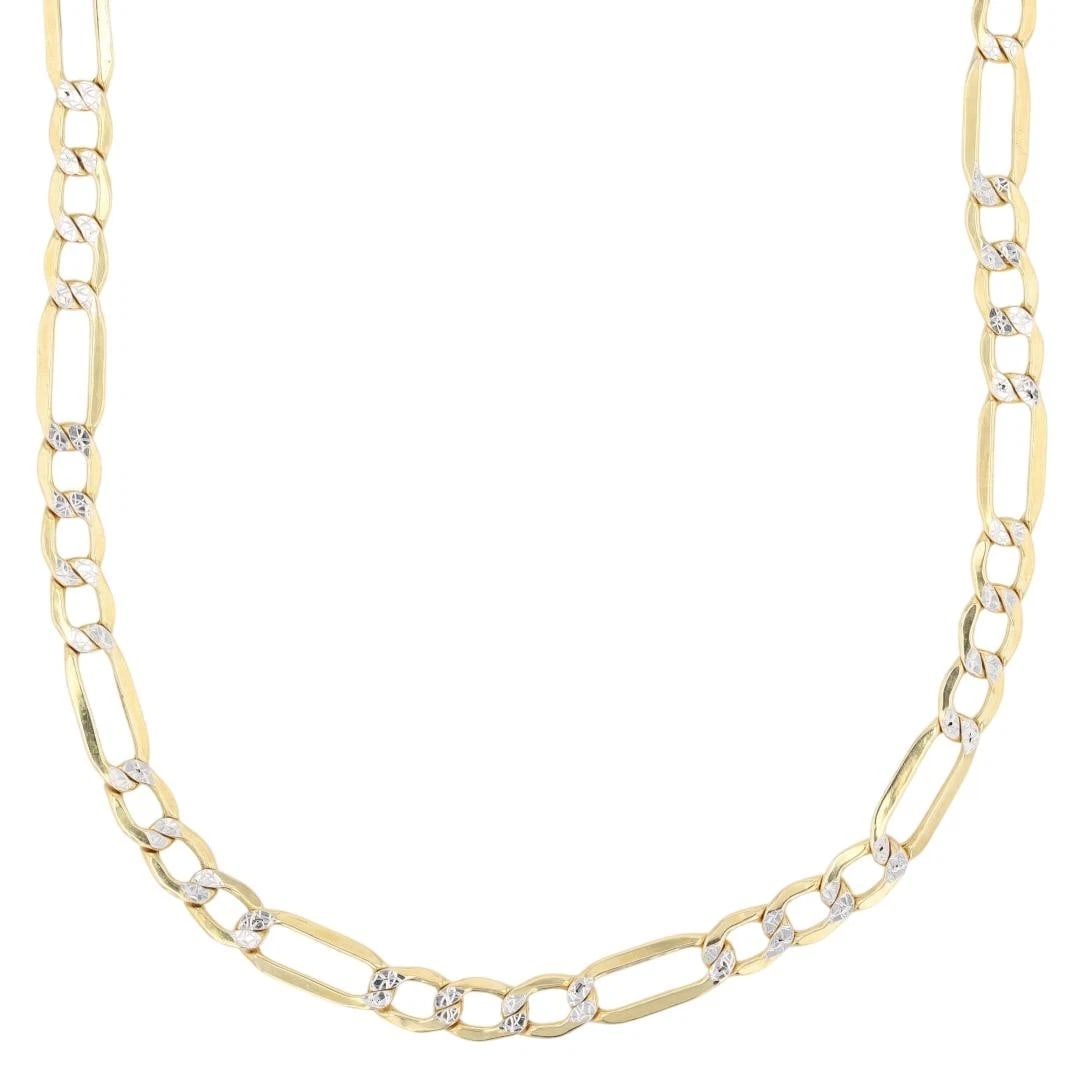 DIAMOND CUT FIGARO CHAIN NECKLACE 14K MULTI-TONE GOLD: Diamond Cut Figaro Chain Necklace 14k Multi-Tone Gold Brand: Unbranded Type: Necklace Material: 14k Multi-Tone Gold Color: None Size: Necklace Measurement: 23.75" Length / 4.5mm Accessories: