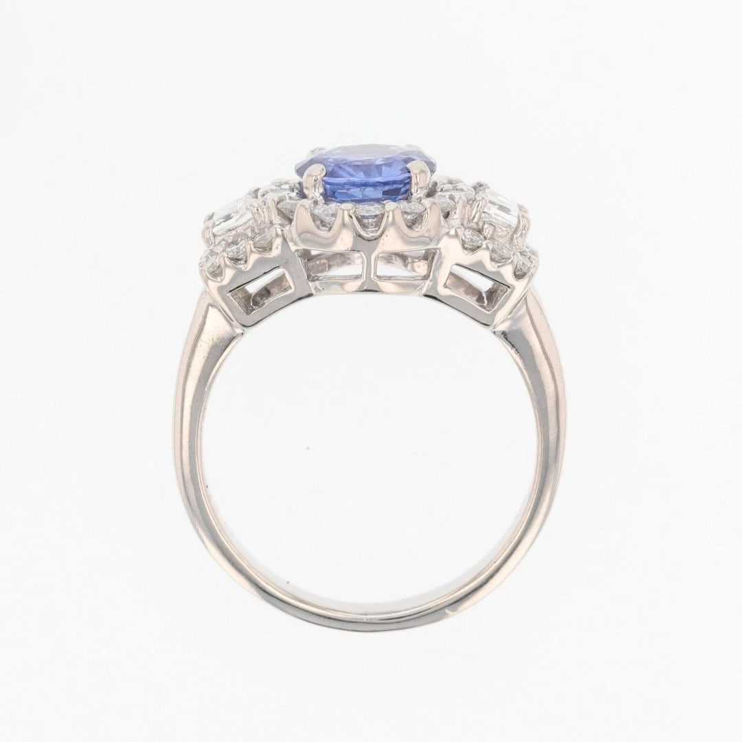 ROUND SAPPHIRE SOLITAIRE DIAMOND STATEMENT RING - 2