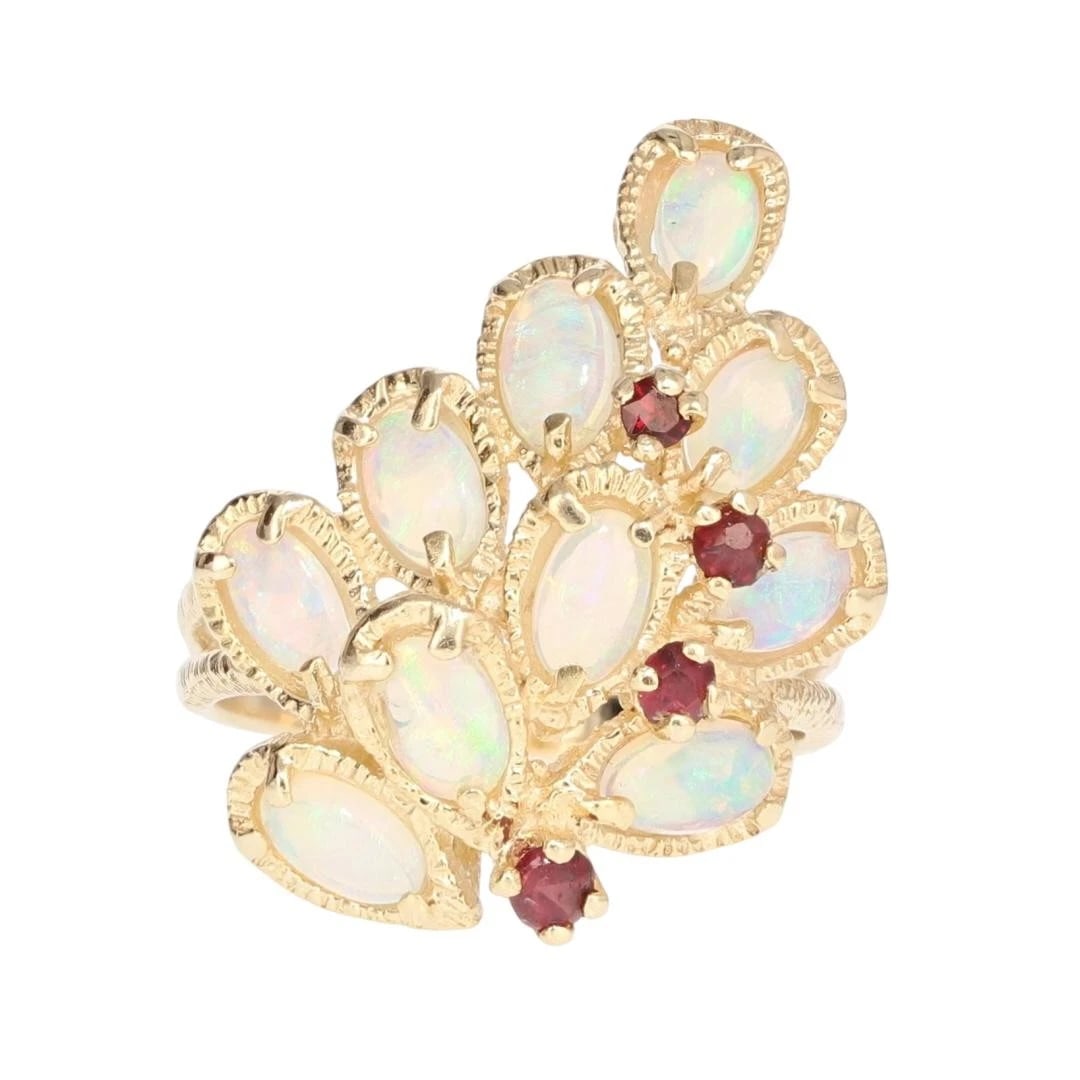 OPAL CLUSTER & GARNET WATERFALL STATEMENT RING (1 of 2)