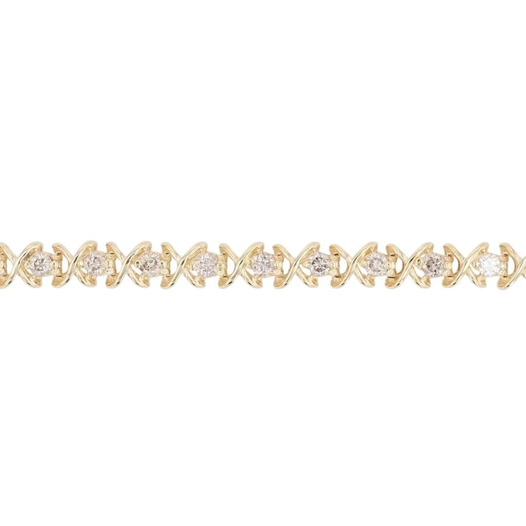 DIAMOND X-LINK CHAIN TENNIS BRACELET 14K YELLOW GOLD (1 of 5)
