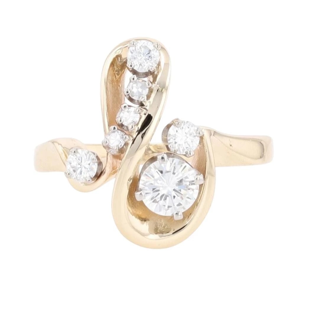 ROUND DIAMOND SOLITAIRE W/ ACCENTS STATEMENT RING: Round Diamond Solitaire w/ Accents Statement Ring Brand: Unbranded Type: Ring Material: 14k Yellow Gold Main Stone/Creation Natural Color: None Size: 6 US Accessories: None Accessories