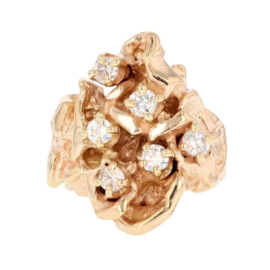 ROUND CUT DIAMOND CLUSTER NUGGET STATEMENT RING (1 of 2)