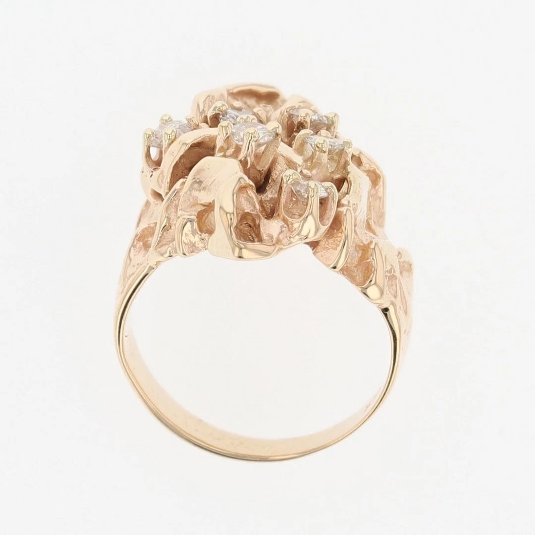 ROUND CUT DIAMOND CLUSTER NUGGET STATEMENT RING - 2