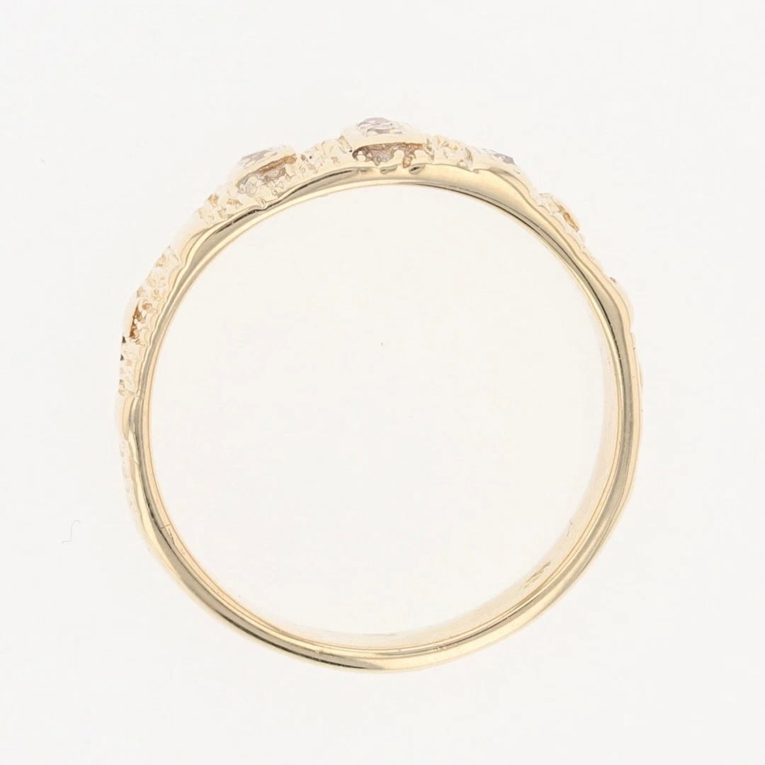 ROUND CUT DIAMOND TEXTURED PATTERN BAND RING - 2