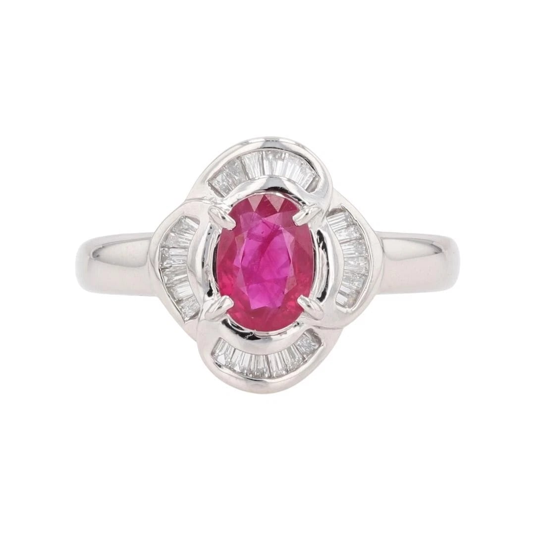 GIA OVAL CUT RUBY AND DIAMOND HALO STATEMENT RING (1 of 2)