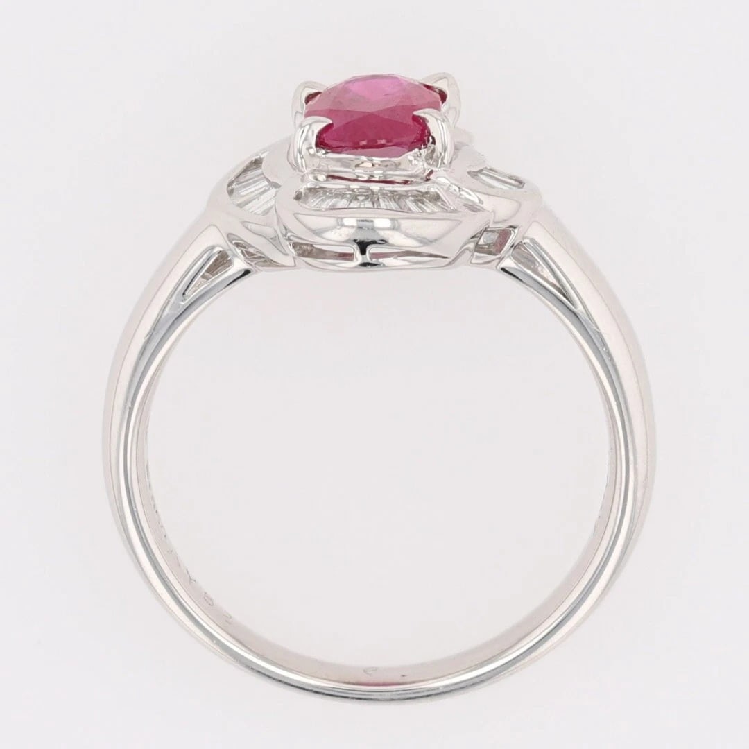 GIA OVAL CUT RUBY AND DIAMOND HALO STATEMENT RING - 2