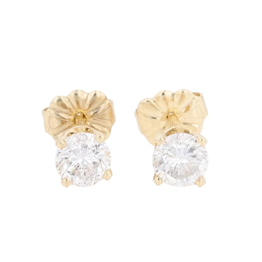 ROUND CUT DIAMOND SOLITAIRE STUD PAIR EARRINGS (1 of 5)