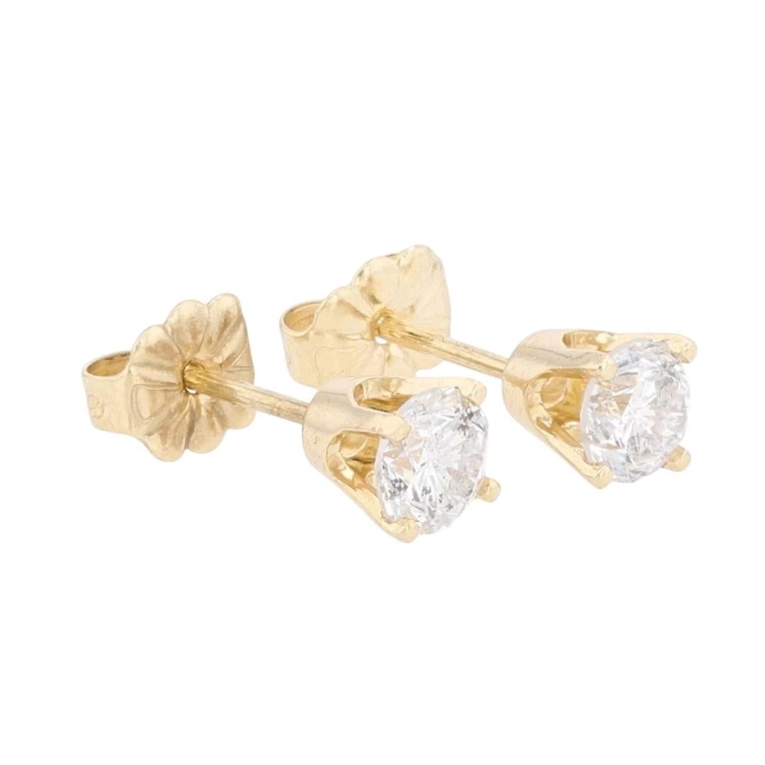 ROUND CUT DIAMOND SOLITAIRE STUD PAIR EARRINGS - 2