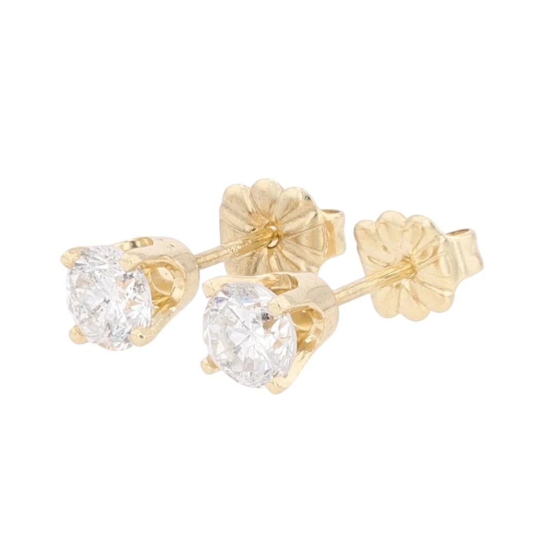 ROUND CUT DIAMOND SOLITAIRE STUD PAIR EARRINGS - 3