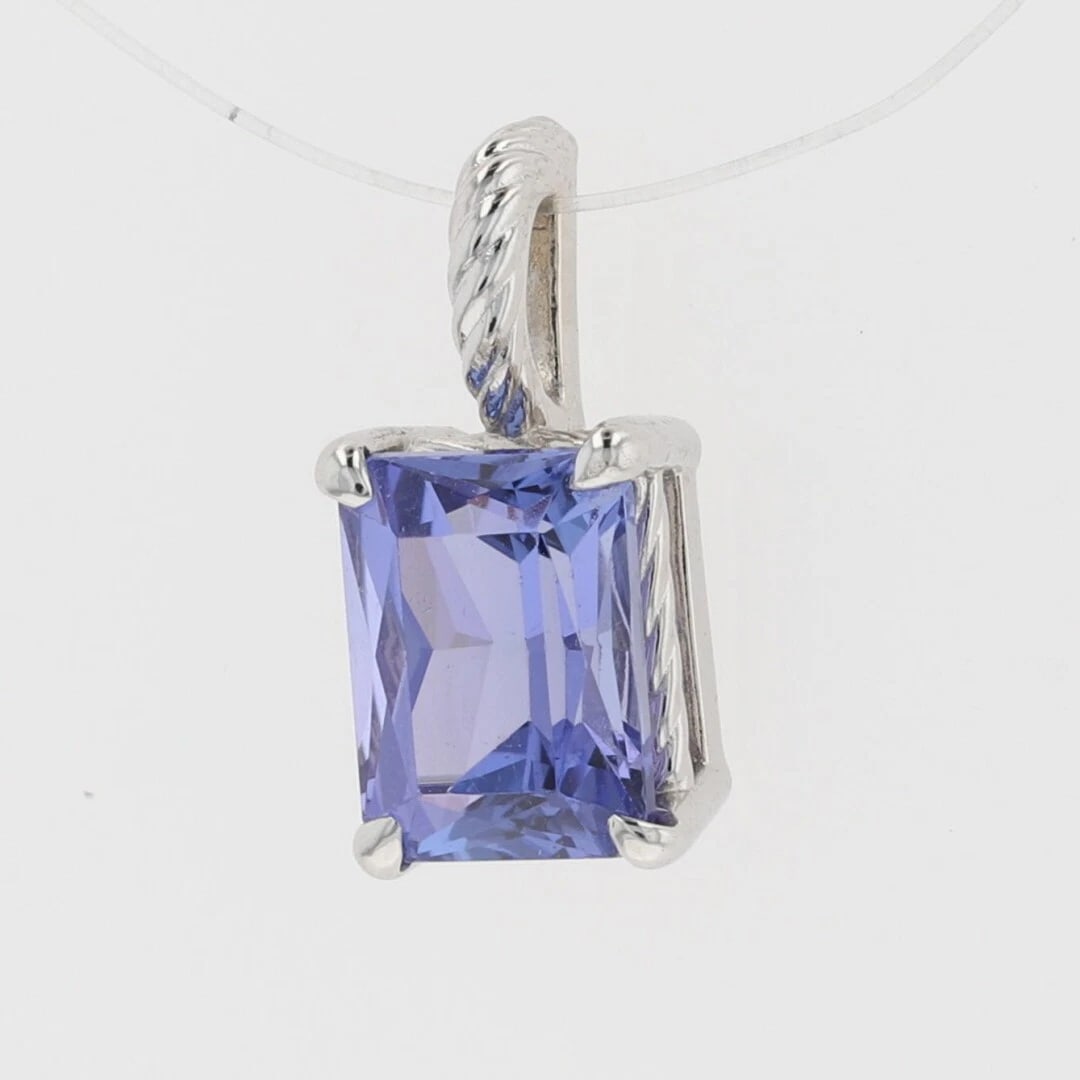 RECTANGULAR TANZANITE SOLITAIRE PENDANT - 3