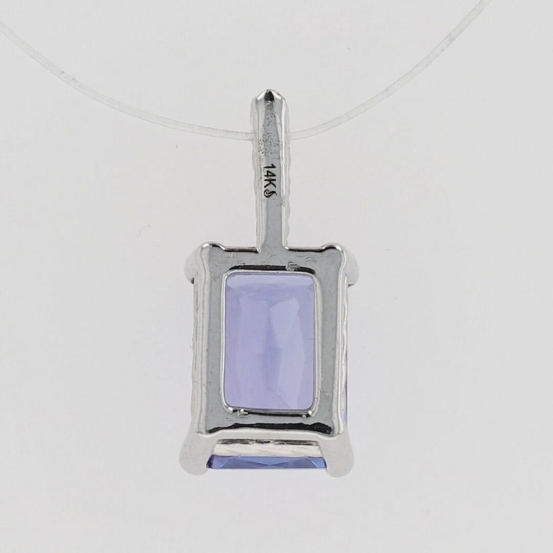 RECTANGULAR TANZANITE SOLITAIRE PENDANT - 4