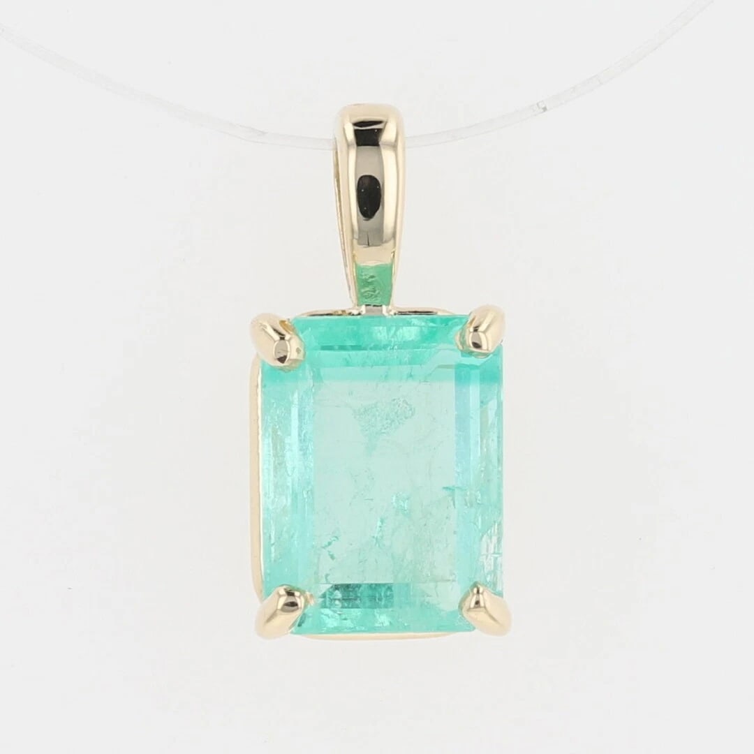 GIA EMERALD SOLITAIRE PENDANT14K YELLOW GOLD (1 of 4)