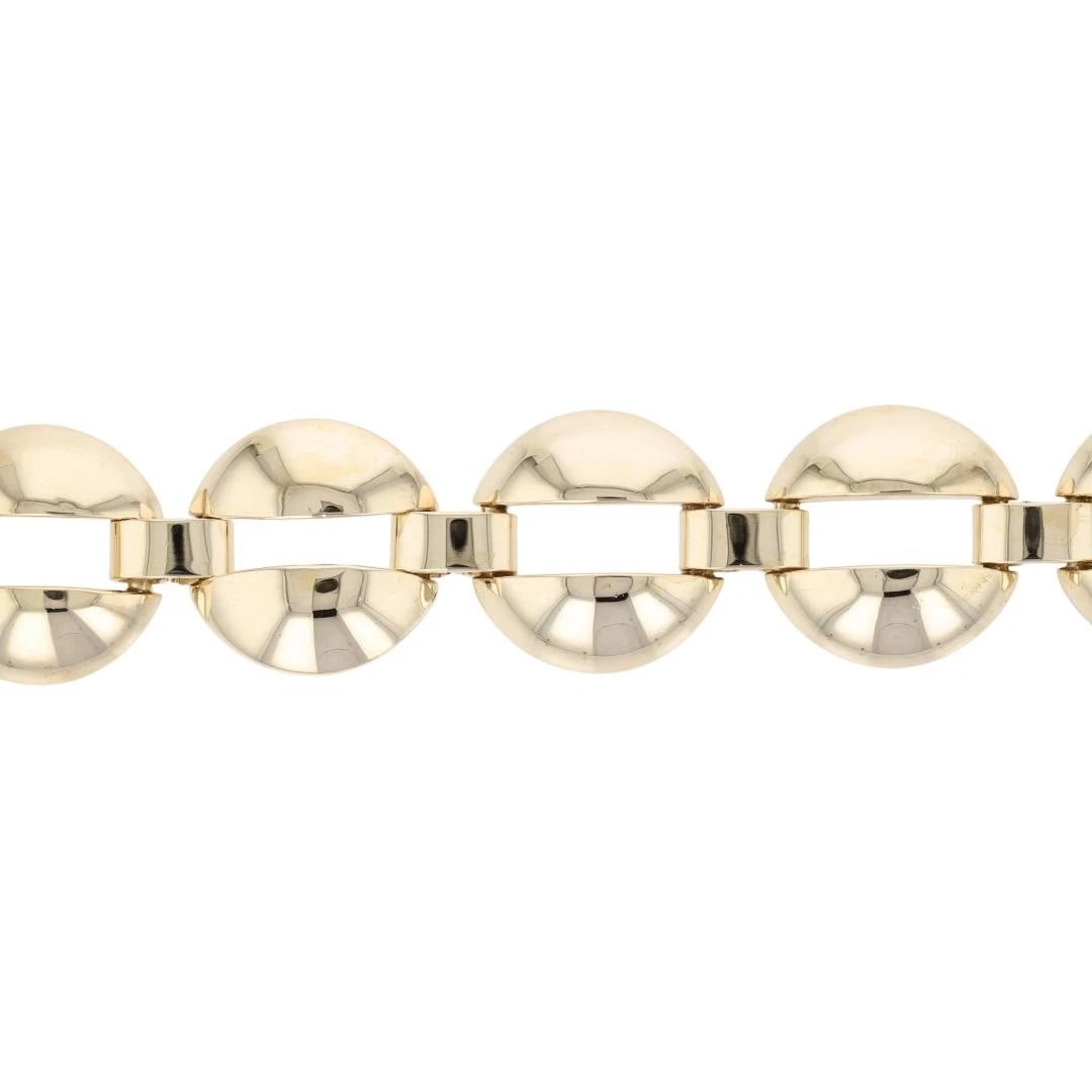 HOLLOW OPEN ROUND LINK CHAIN BRACELET 14K YELLOW GOLD (1 of 5)