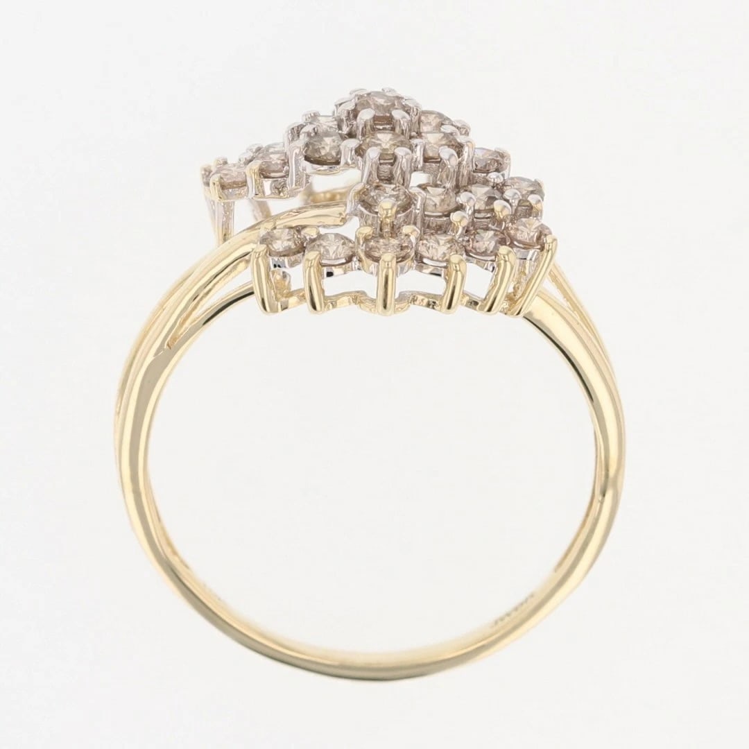 LIGHT BROWN DIAMOND CLUSTER SPLIT SHANK RING - 2