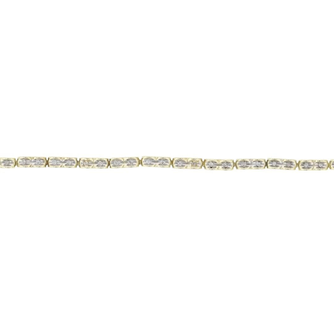 ROUND CUT DIAMOND TENNIS BRACELET 10K MULTI-TONE GOLD (1 of 5)