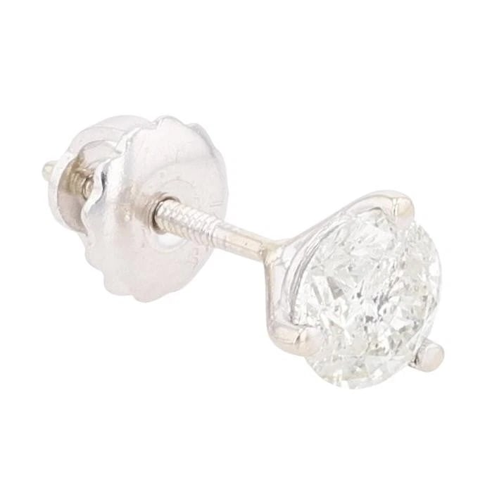 ROUND CUT DIAMOND SOLITAIRE SINGLE STUD SCREW BACK EARRING - 2
