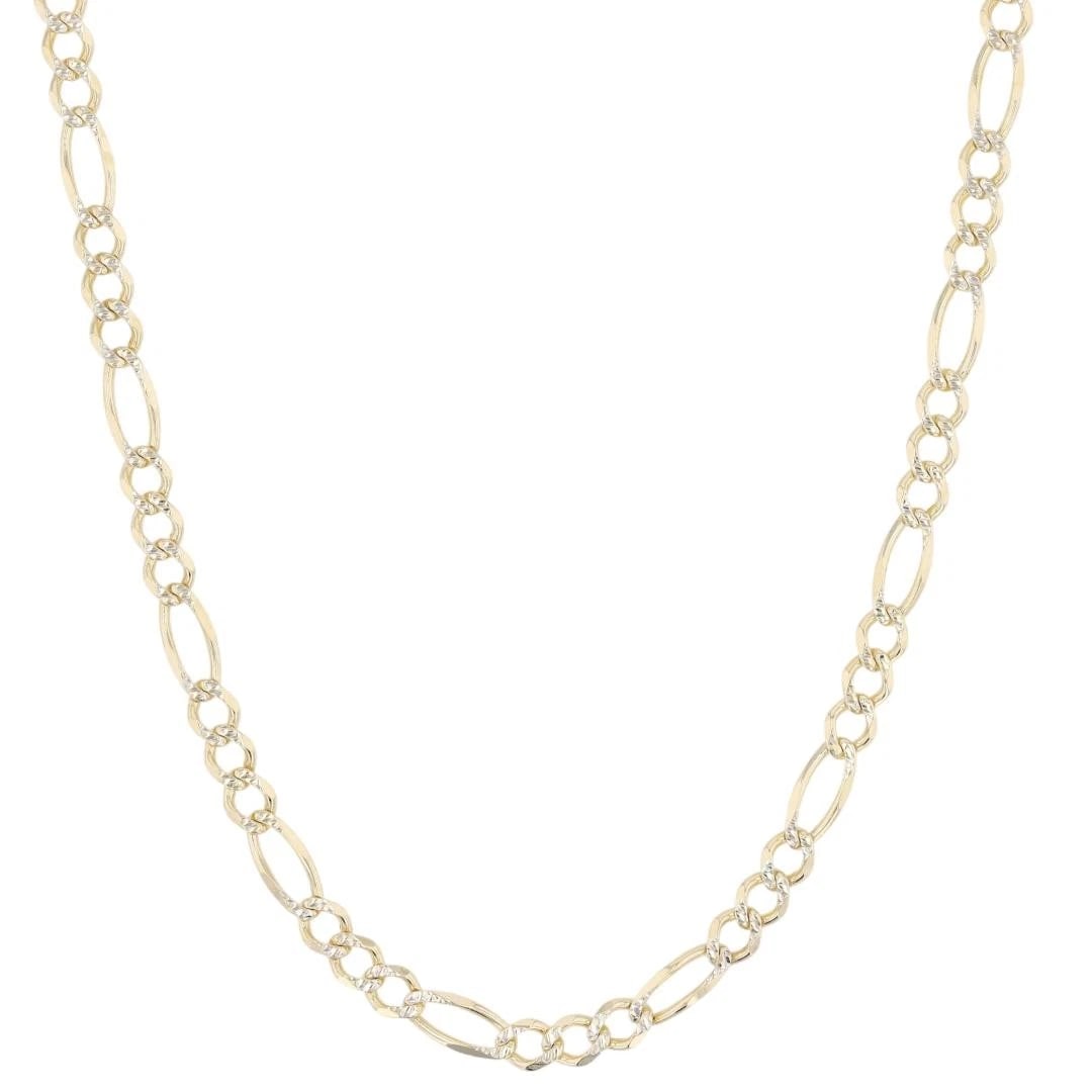 DIAMOND CUT FIGARO CHAIN NECKLACE 14K MULTI-TONE GOLD (1 of 5)