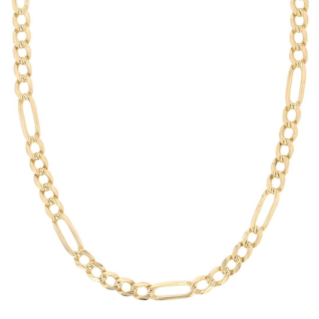 FANCY FIGARO LINK CHAIN NECKLACE 14K YELLOW GOLD (1 of 5)
