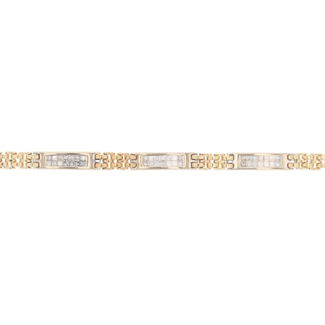 DIAMOND PANTHER LINK CHAIN BRACELET 14K MULTI-TONE GOLD (1 of 5)