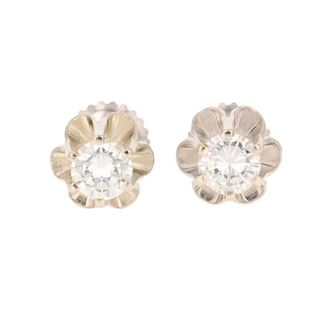 ROUND CUT DIAMOND BUTTERCUP SCREW BACK STUD PAIR EARRINGS: Round Cut Diamond Buttercup Screw Back Stud Pair Earrings Brand: Unbranded Type: Earrings Material: 14k White Gold Main Stone/Creation Natural Color: None Size: Earring Measurement: 7 x 7.5mm 
