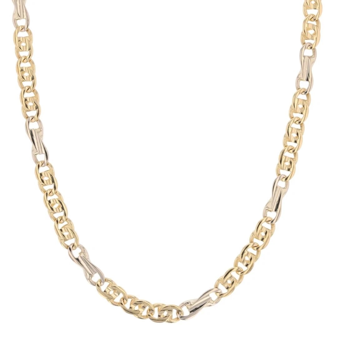 FIGARUCCI FANCY LINK CHAIN NECKLACE 18K MULTI-TONE GOLD: Figarucci Fancy Link Chain Necklace 18k Multi-Tone Gold Brand: Unknown Type: Necklace Material: 18k Multi-Tone Gold Color: None Size: Necklace Measurement: 24.5" Length / 4.5mm Accessories: