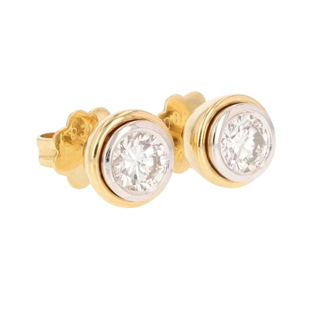 ROUND DIAMOND BEZEL-SET SOLITAIRE STUD PAIR EARRINGS - 2