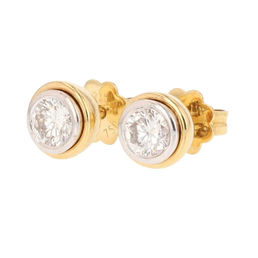 ROUND DIAMOND BEZEL-SET SOLITAIRE STUD PAIR EARRINGS - 3