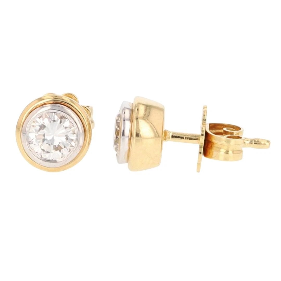 ROUND DIAMOND BEZEL-SET SOLITAIRE STUD PAIR EARRINGS - 5