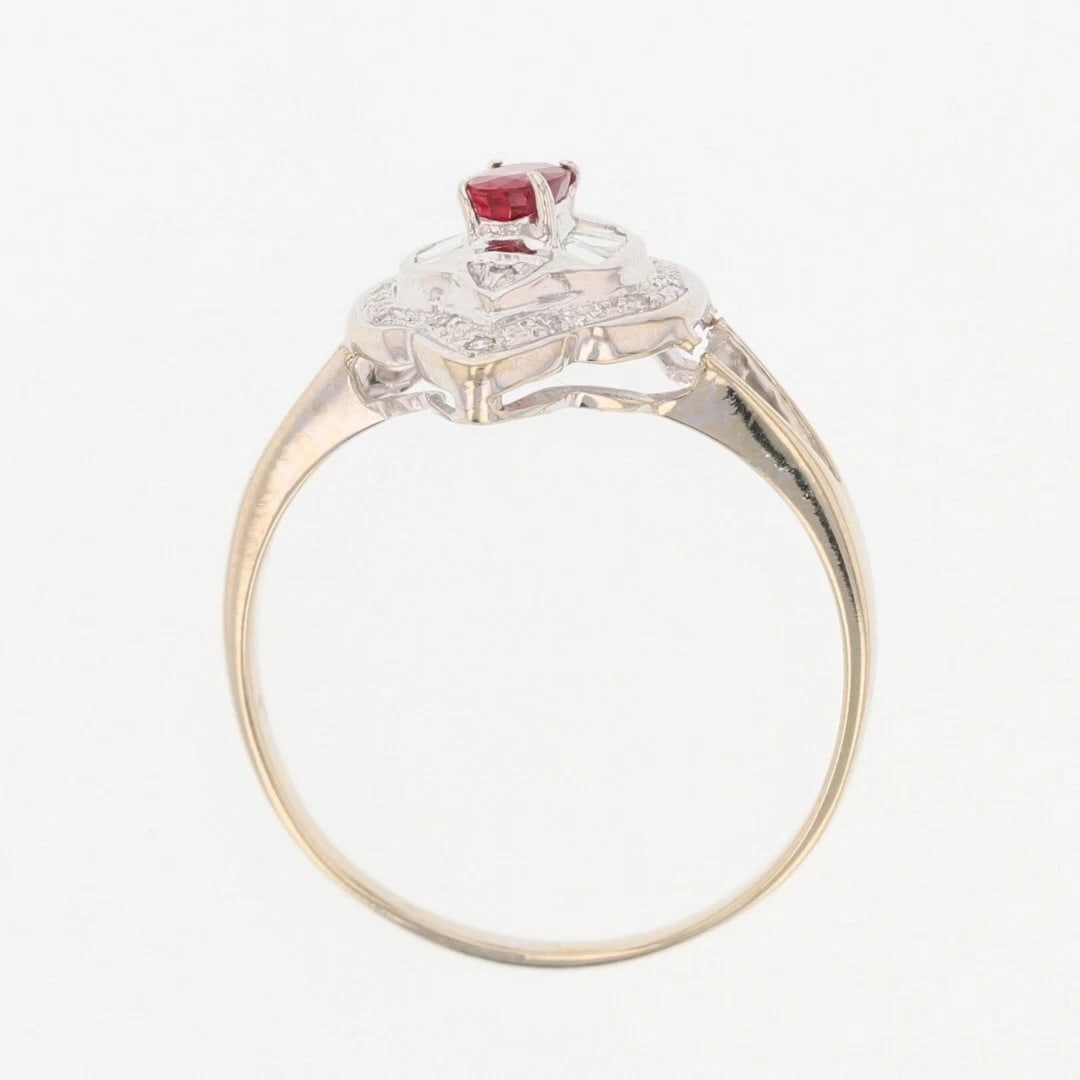 OVAL CUT RUBY SOLITAIRE W/ DIAMOND HALO RING - 2