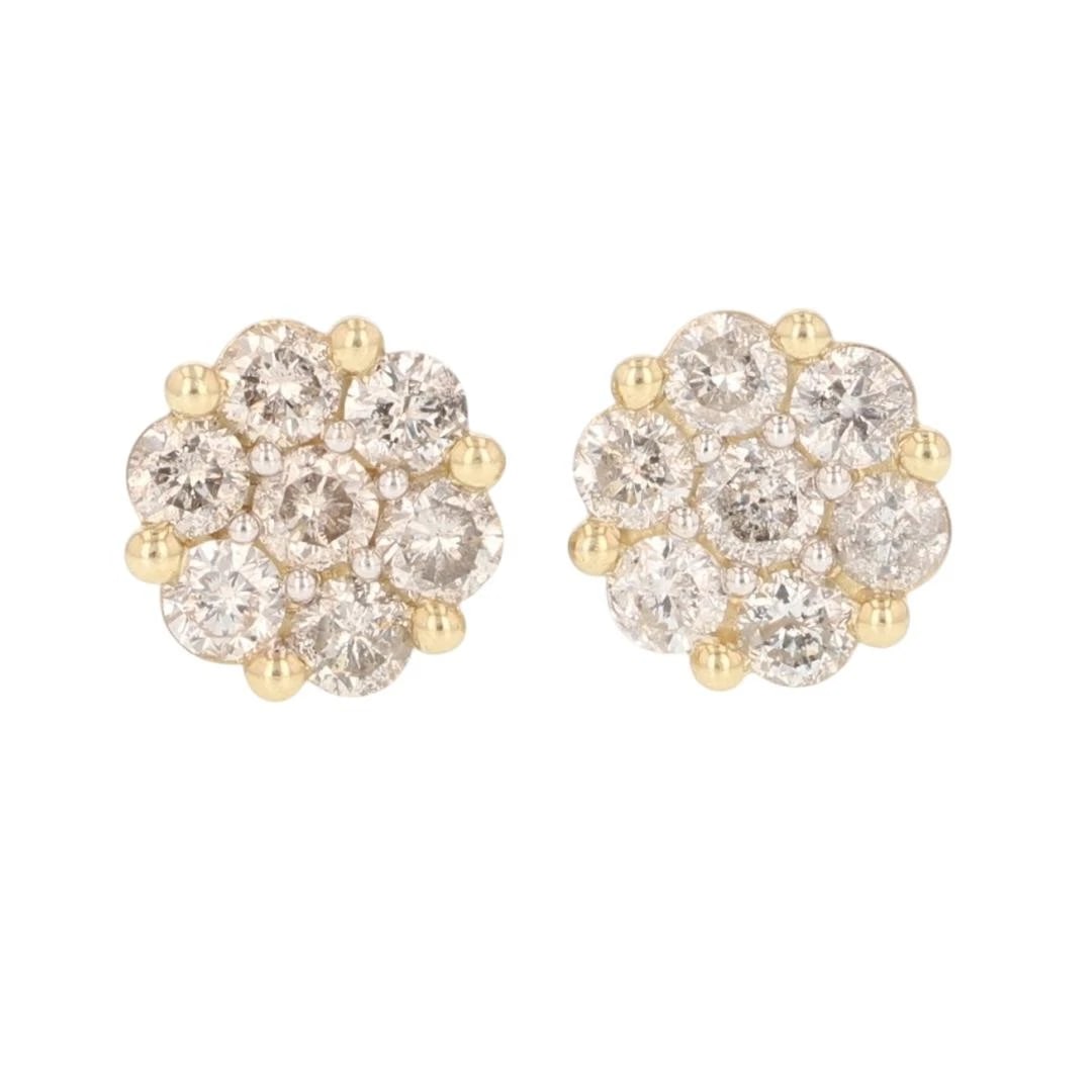 ROUND CUT DIAMOND CLUSTER SCREW BACK STUD PAIR EARRINGS (1 of 5)