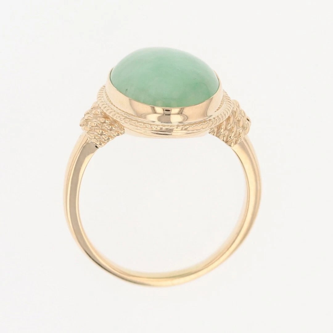 OVAL SHAPED JADEITE SOLITAIRE CABOCHON RING - 2