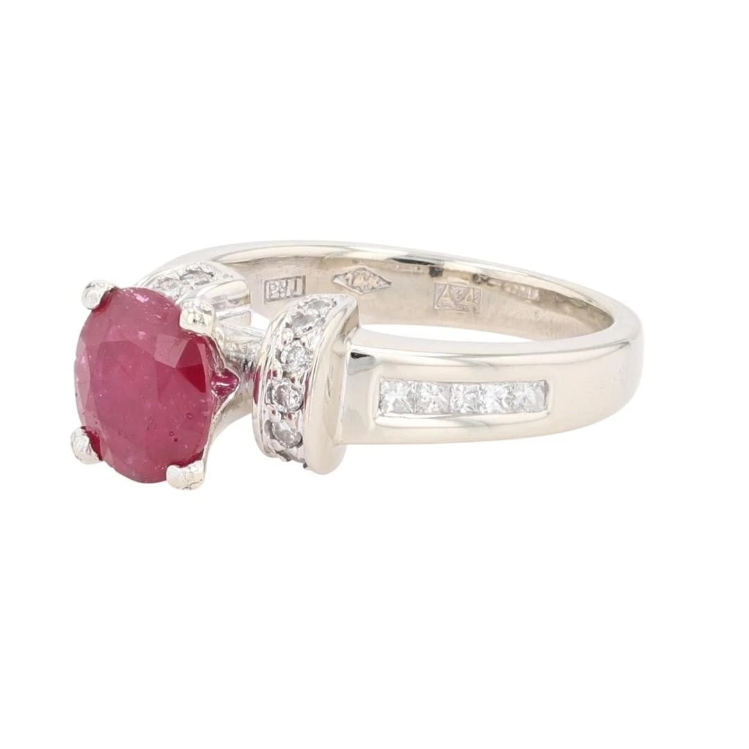 OVAL CUT RUBY W/ DIAMOND ACCENTS STATEMENT RING - 3