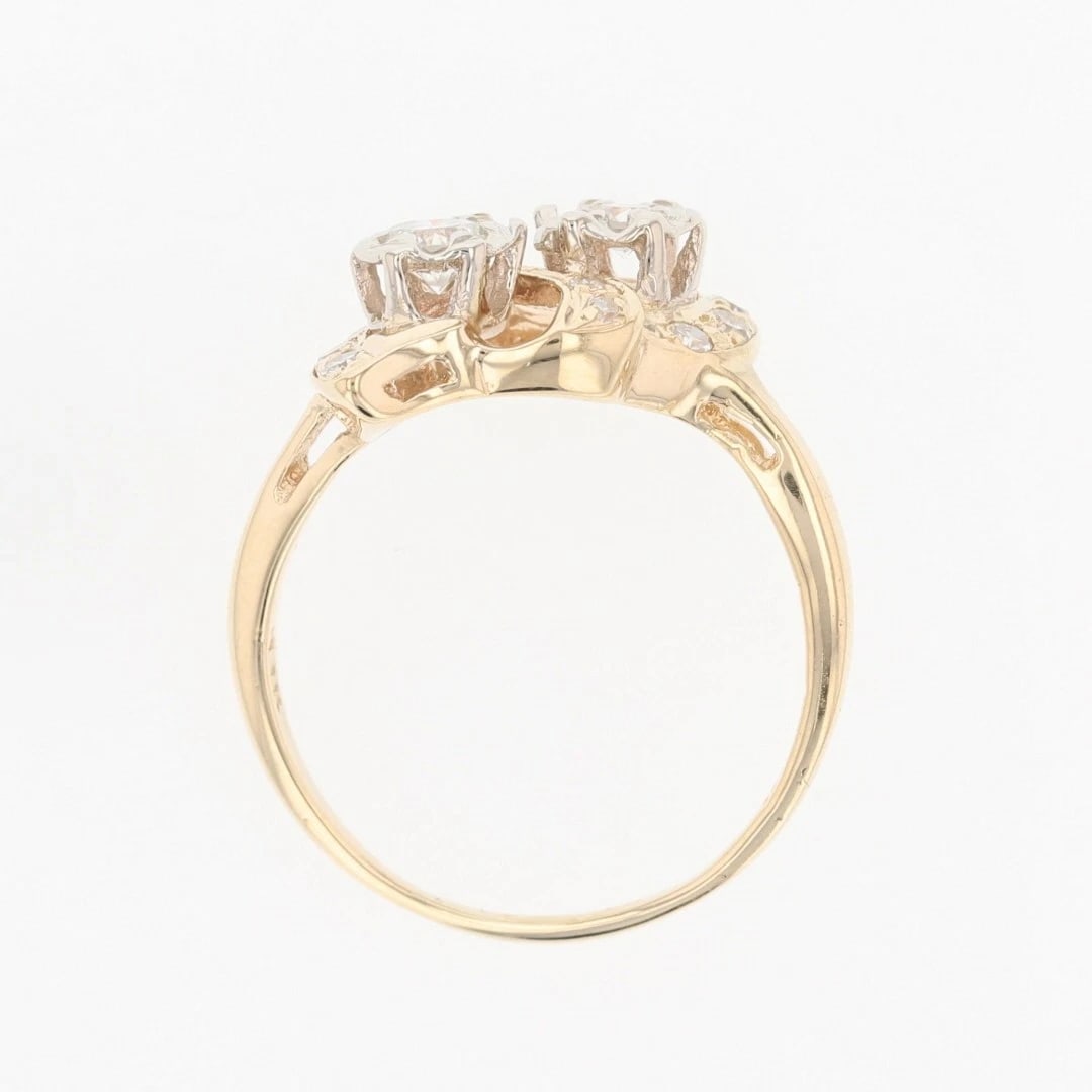 ROUND DIAMOND TWO-STONE VINTAGE STATEMENT RING - 2