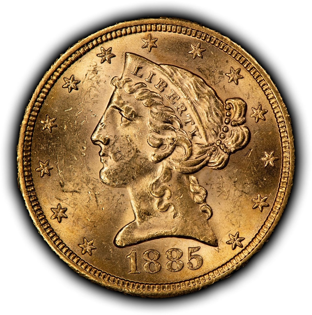 1885-S G$5 LIBERTY HEAD GOLD HALF EAGLE (1 of 2)