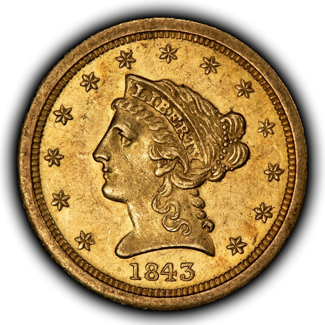 1843-O G$2.50 LIBERTY HEAD GOLD QUARTER EAGLE (1 of 4)