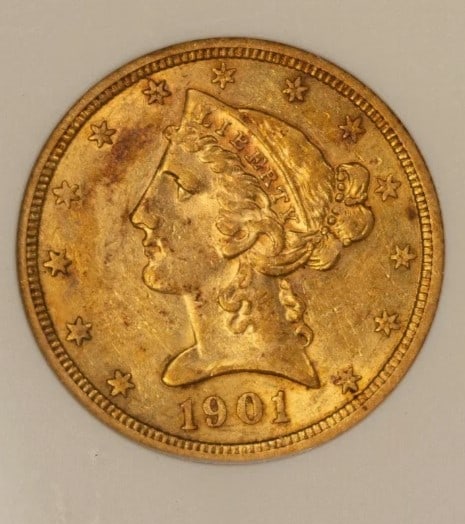 1901-S G$5 LIBERTY HEAD GOLD HALF EAGLE (1 of 2)