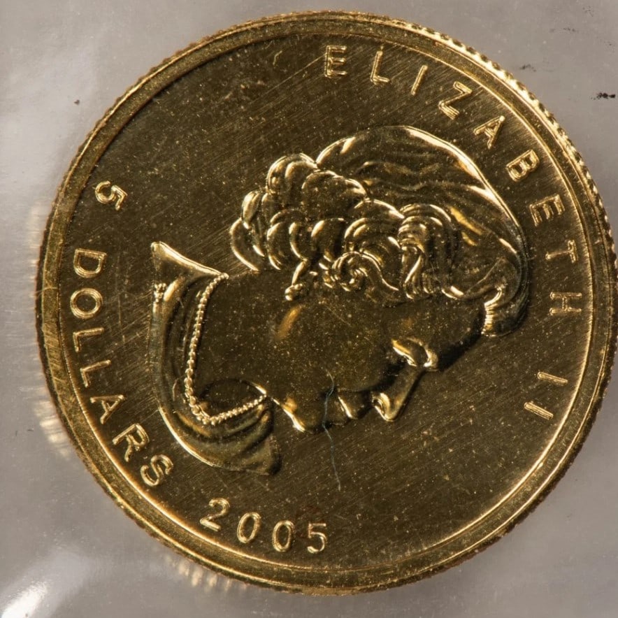 2005 $5 CANADA 1/10 OZ GOLD MAPLE LEAF (1 of 2)