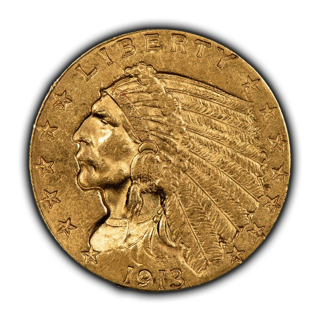 1913 G$2.50 INDIAN HEAD GOLD QUARTER EAGLE: 1913 G$2.50 Indian Head Gold Quarter Eagle Brand/Mint: U.S. Mint Year: 1913 Fineness: 0.9 Composition: Gold Coin: US Pre-1933 Gold Bullion Denomination: $2.50 Country of Origin: United