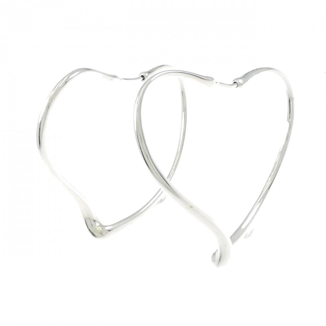 TIFFANY OPEN HEART HOOP EARRINGS: Tiffany Open Heart Hoop Earrings Brand: Tiffany Type: Earrings Material: 925 Silver Color: Silver Size: ActualSize HxW: 41.0mmx6.0mm Accessories: None Accessories Notice: When purchasing