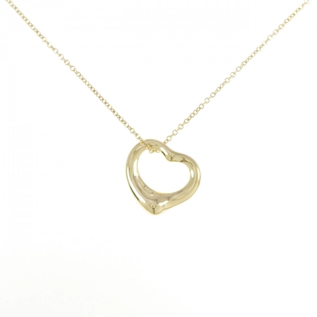 TIFFANY & CO. OPEN HEART NECKLACE: Tiffany & Co. Open Heart Necklace Brand: Tiffany Type: Necklace Material: 750 Yellow Gold Color: Yellow Gold Size: 41cm Pendant top H x W: 15.1mmx14.9mm Chain Max. W: 1.2mm Accessories: None