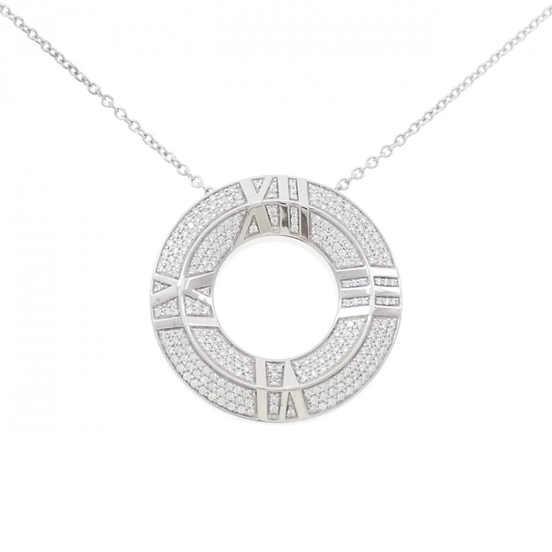 TIFFANY ATLAS X CLOSED CIRCLE NECKLACE: Tiffany Atlas X Closed Circle Necklace Brand: Tiffany Type: Necklace Material: 750 White Gold Main Stone/Creation Natural Color: White Gold Size: 45/50cm Accessories: None Accessories Notice: